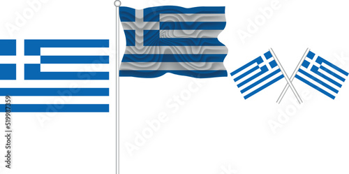 Waving Flag of Greece on the white background vector and illustrator