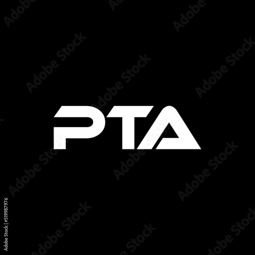 PTA letter logo design with black background in illustrator, vector logo modern alphabet font overlap style. calligraphy designs for logo, Poster, Invitation, etc.