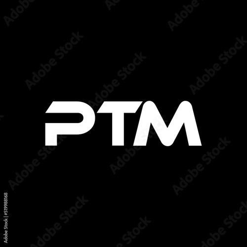 PTM letter logo design with black background in illustrator, vector logo modern alphabet font overlap style. calligraphy designs for logo, Poster, Invitation, etc.