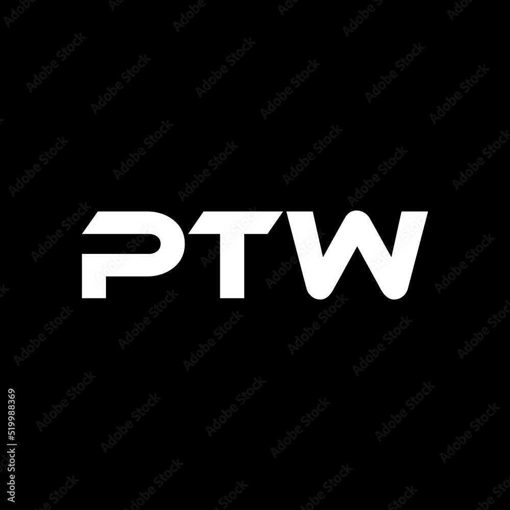 PTW letter logo design with black background in illustrator, vector logo modern alphabet font overlap style. calligraphy designs for logo, Poster, Invitation, etc.
