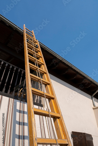 ladder in a house facade.