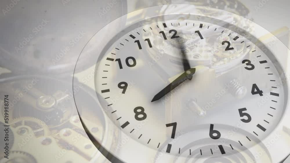 Animation of clock moving over clock mechanism Animation of clock moving over clock mechanism