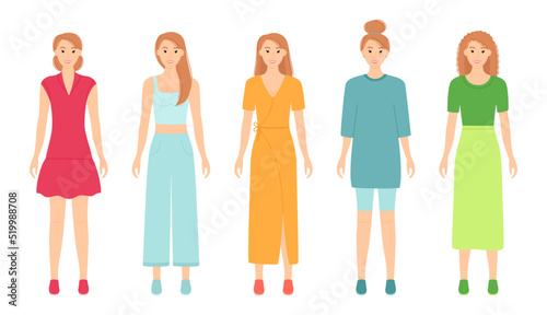 Fashion woman in clothes for romantic date, home, business meeting, meeting with friends. Vector illustration © k_tatsiana