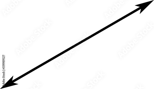 Diagonal thin double arrow. Vector illustration. 