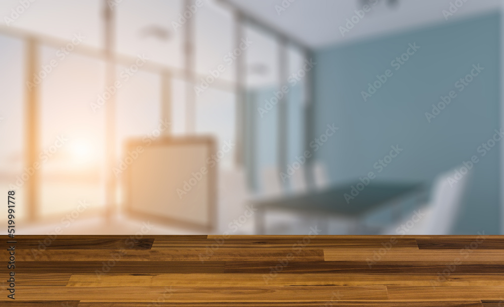 Furniture set with table, chairs and devices. 3D rendering.. Sun. Background with empty wooden table. Flooring. Furniture set with table, chairs and devices. 3D rendering.. Sun. Background with empty wooden table. Flooring.