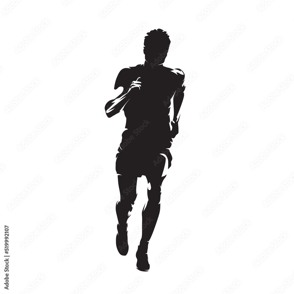 Running man, isolated vector silhouette, front view. Run logo Running man, isolated vector silhouette, front view. Run logo