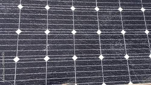 Damage  Solar Panel, hot spots and cracks can appear on the surface of solar panel glass cells, environment effect on panels concept 
