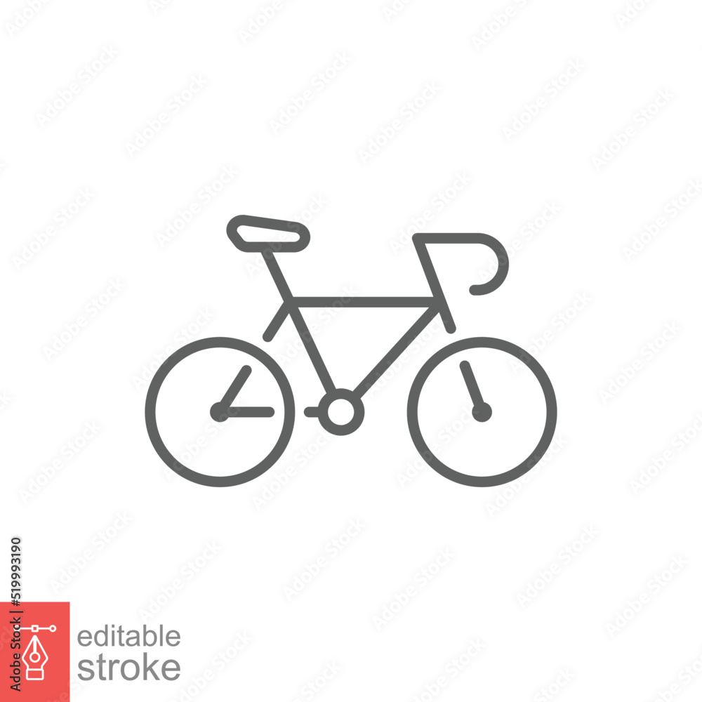 Fototapeta premium Bicycle icon. Simple outline style. Bike, race, transportation concept. Thin line vector illustration isolated on white background. Editable stroke EPS 10.