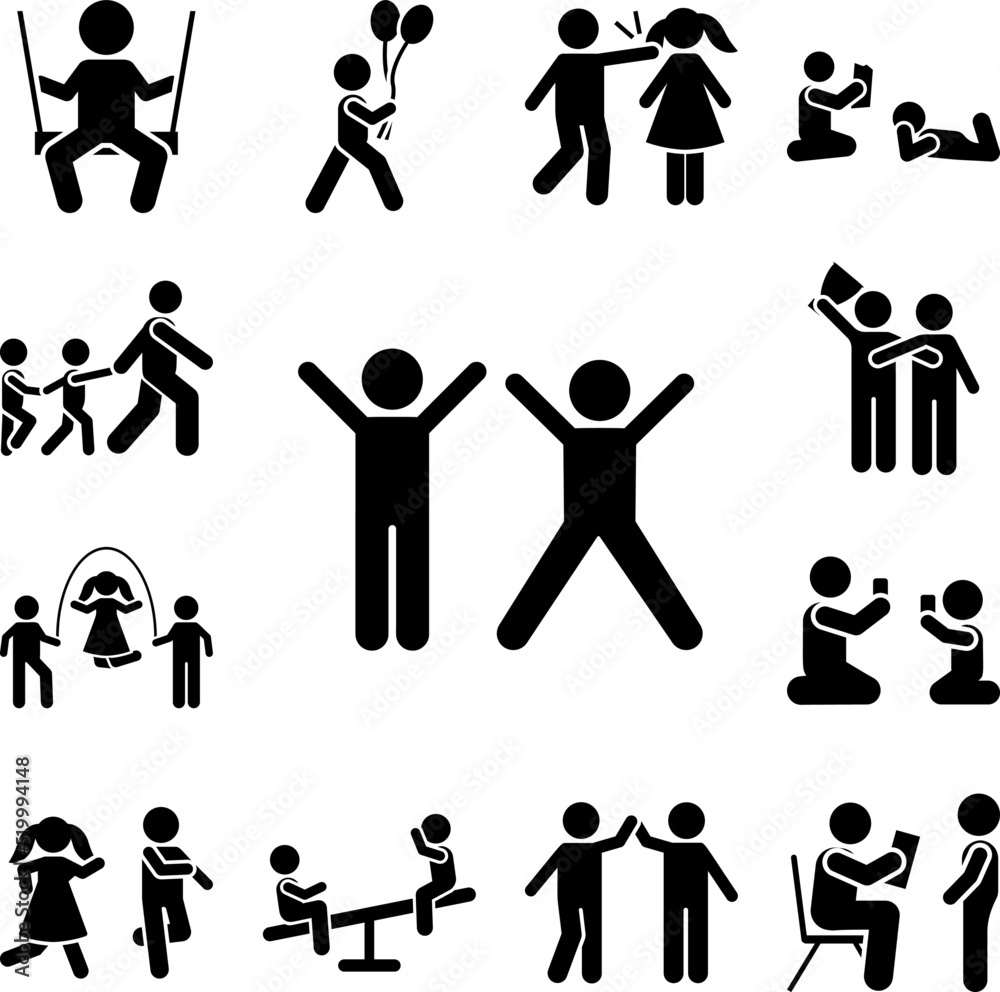 Happy, boys, play icon in a collection with other items Happy, boys, play icon in a collection with other items