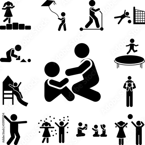 Child, father, crying, care icon in a collection with other items