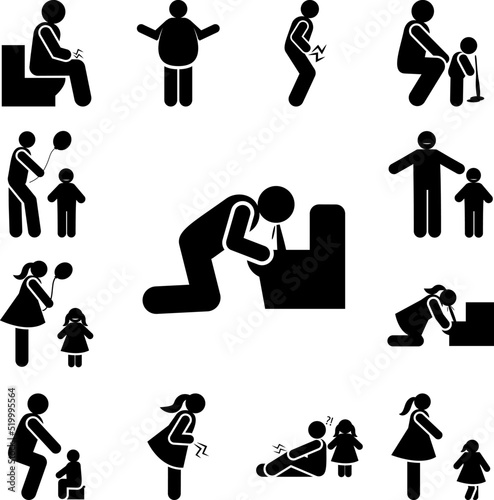 indigestion symptoms, puke, vomit icon in a collection with other items