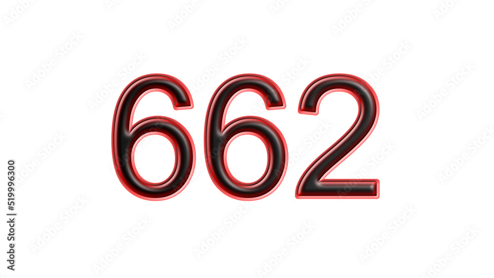 red 662 number 3d effect white background red 662 number 3d effect white background