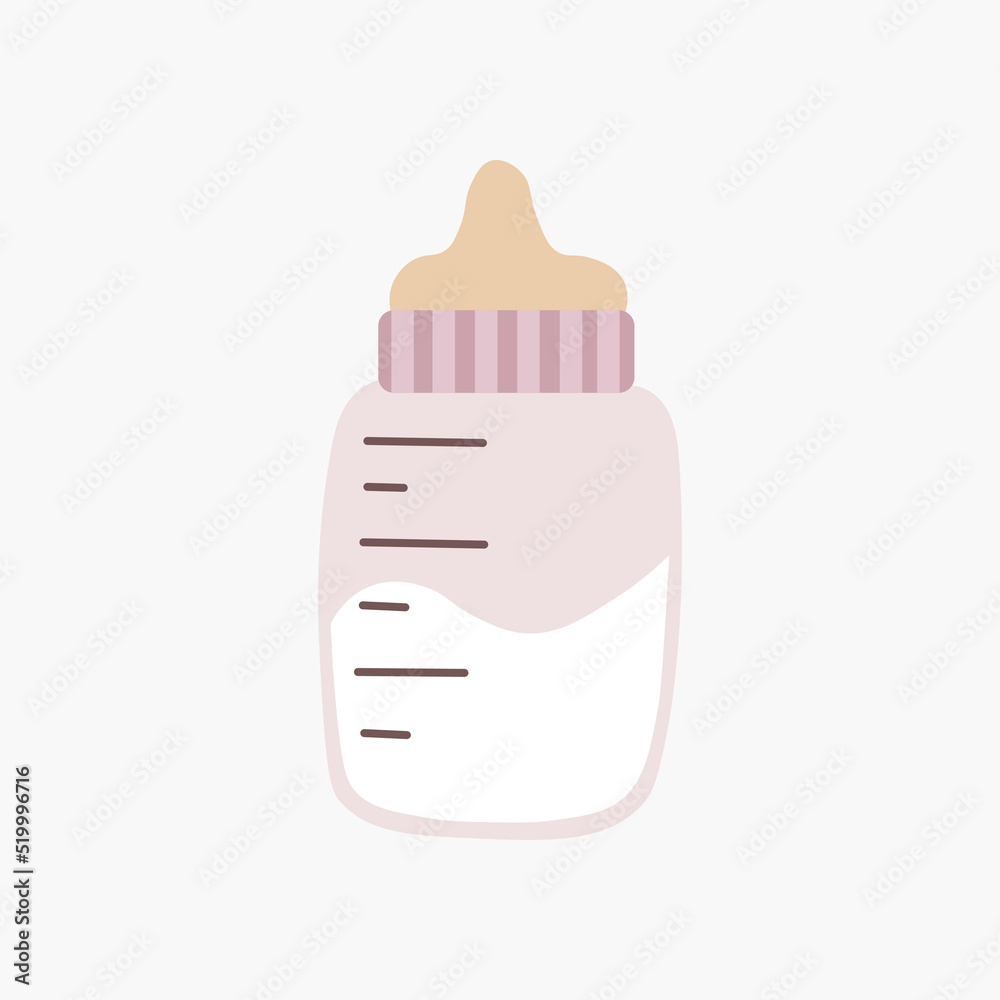 Scandinavian cartoon bottle in pastel colors. Hand drawn vector element for nursery decoration, baby shower, party, poster, invitation, postcard Scandinavian cartoon bottle in pastel colors. Hand drawn vector element for nursery decoration, baby shower, party, poster, invitation, postcard