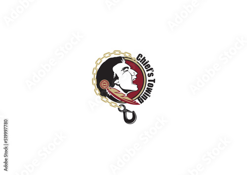 Chief Towing logo template for towing service, auto service, vector art.