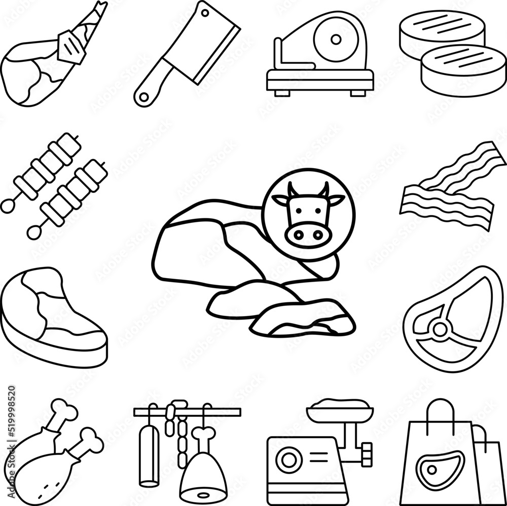 Fototapeta premium Tenderloin, meat icon in a collection with other items