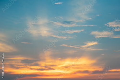 Beautiful sky background with the cloud Nature abstract concept Freedom and hope concept sunset of the day sky abstract.