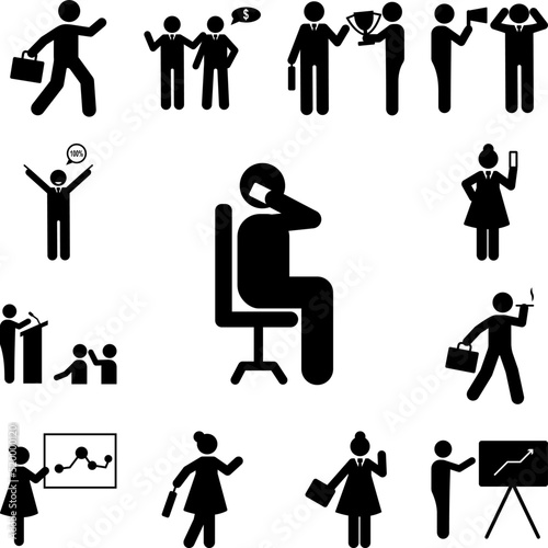Businessman phone call explain icon in a collection with other items