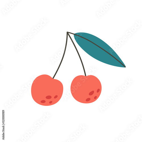 Fresh cherry. Summer fruit. Healthy food. Vector illustration in flat style
