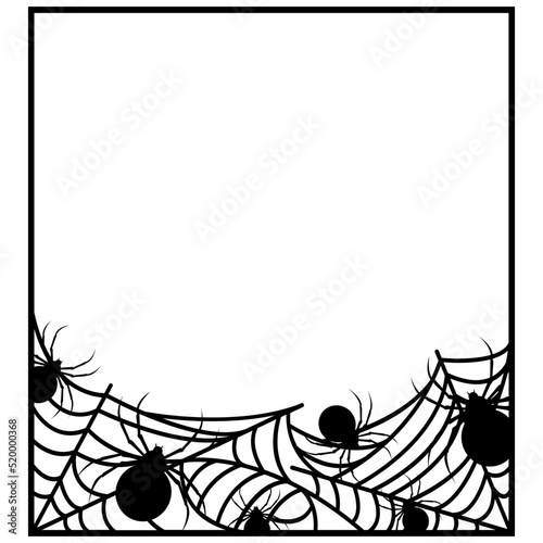 Square halloween border with spider web svg file, Monogram frame svg