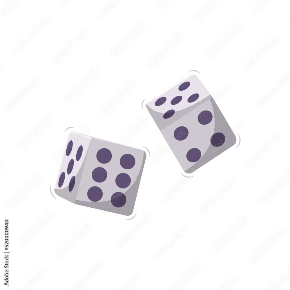Dice Flat Illustration. Clean Icon Design Element on Isolated White Background Dice Flat Illustration. Clean Icon Design Element on Isolated White Background