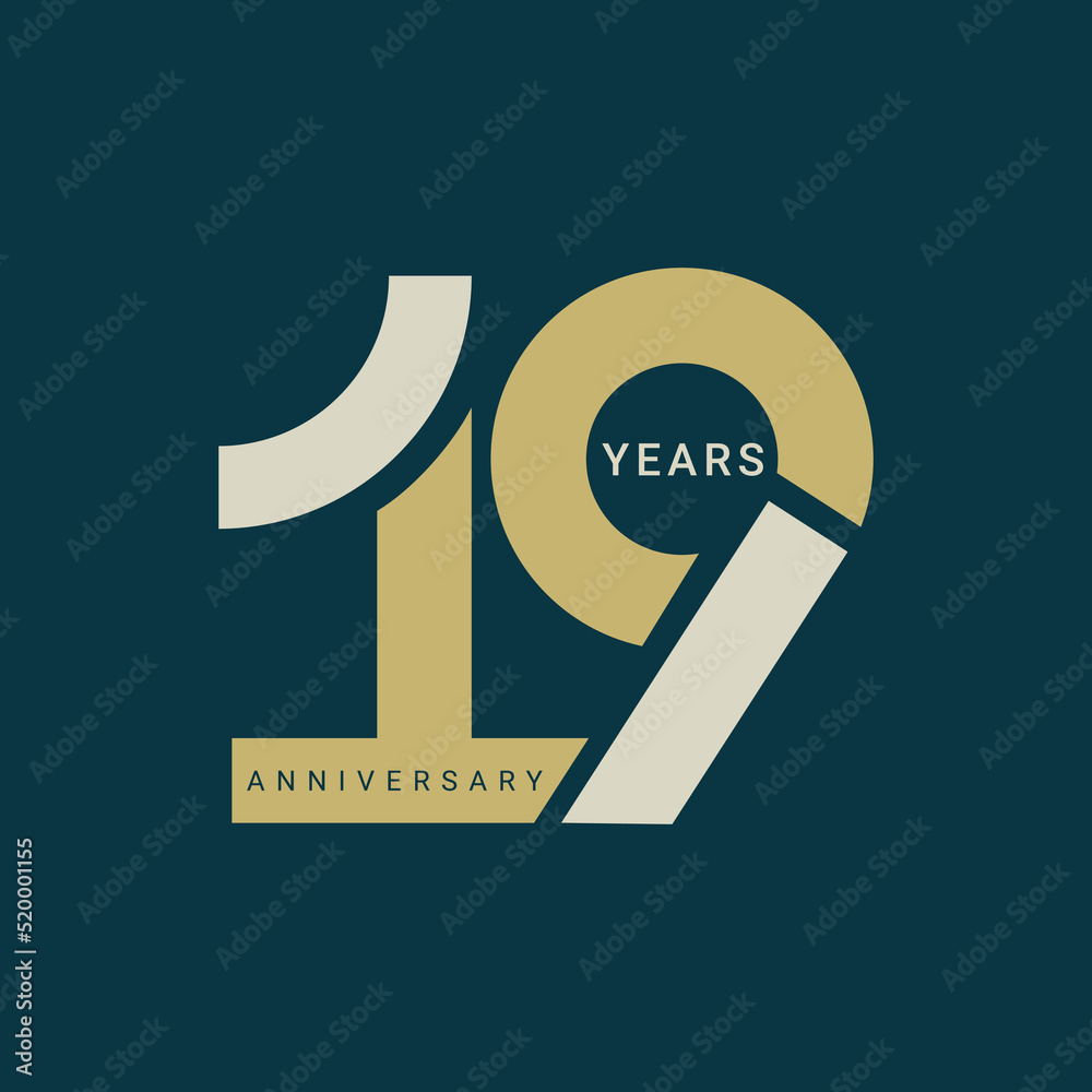 19 Year Anniversary Logo, Vector Template Design element for birthday, invitation, wedding, jubilee and greeting card illustration. 19 Year Anniversary Logo, Vector Template Design element for birthday, invitation, wedding, jubilee and greeting card illustration.