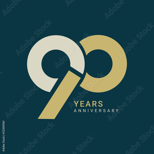 90 Year Anniversary Logo, Vector Template Design element for birthday, invitation, wedding, jubilee and greeting card illustration.