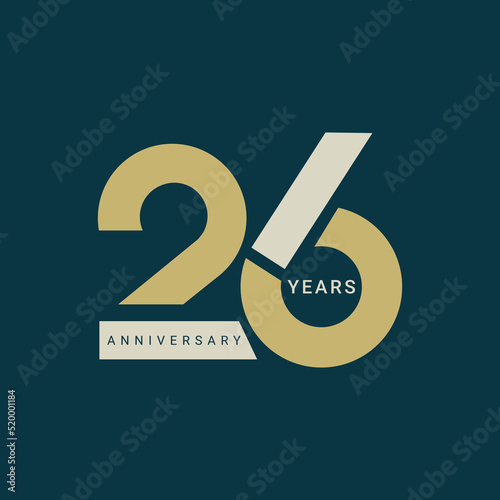 26th Year Anniversary Logo, Vector Template Design element for birthday, invitation, wedding, jubilee and greeting card illustration. photo