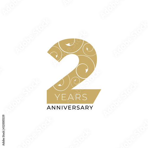 2 Year Anniversary Logo, Vector Template Design element for birthday, invitation, wedding, jubilee and greeting card illustration.