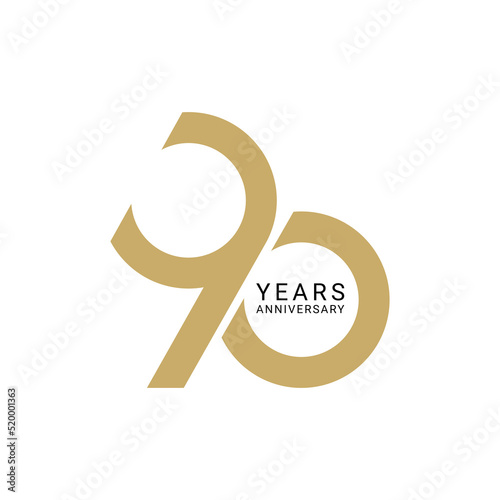90 Year Anniversary Logo, Vector Template Design element for birthday, invitation, wedding, jubilee and greeting card illustration.