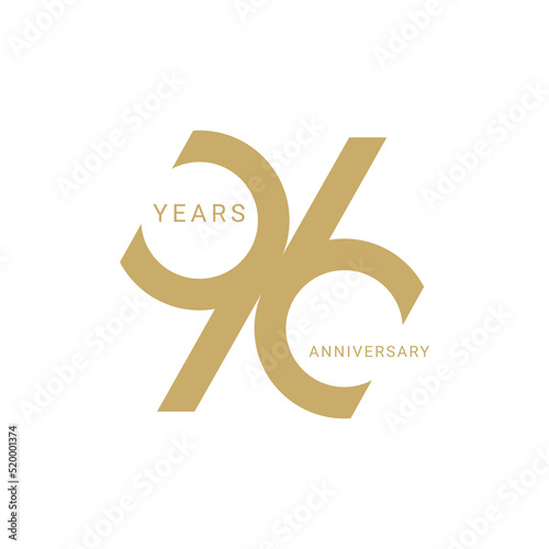 96 Year Anniversary Logo, Vector Template Design element for birthday, invitation, wedding, jubilee and greeting card illustration.