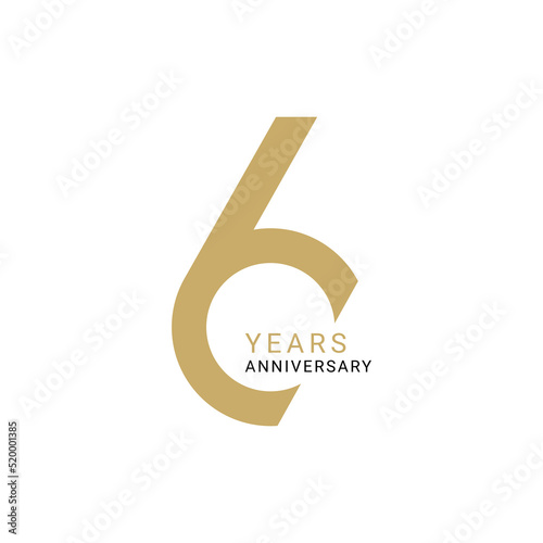 6 Year Anniversary Logo, Vector Template Design element for birthday, invitation, wedding, jubilee and greeting card illustration.