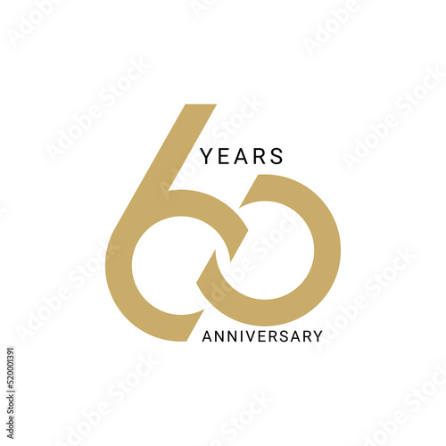 60 Year Anniversary Logo, Vector Template Design element for birthday, invitation, wedding, jubilee and greeting card illustration.
