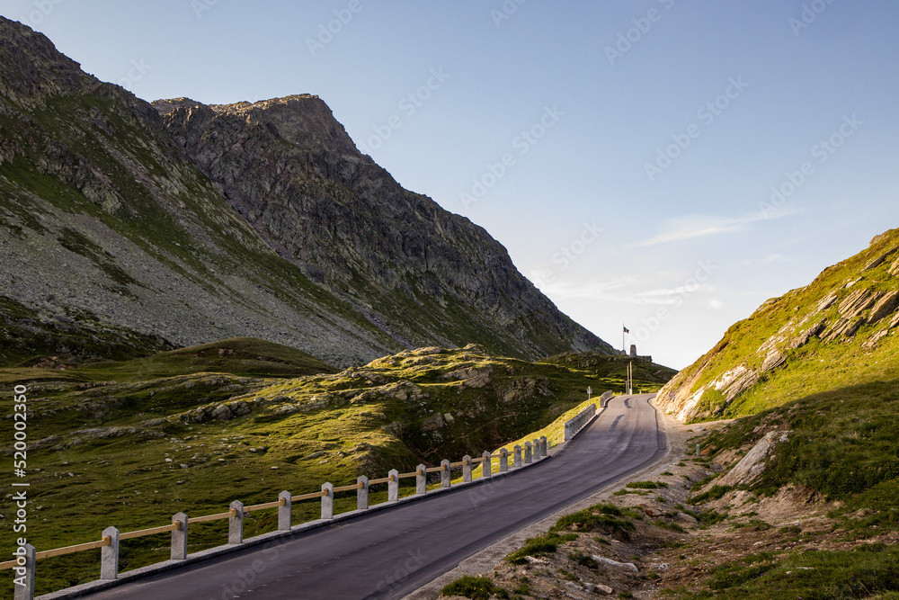 The beautiful sunrise in Splugen Pass (Italy, Europe, Italian - Swiss border). HD Wallpaper, 4k background.