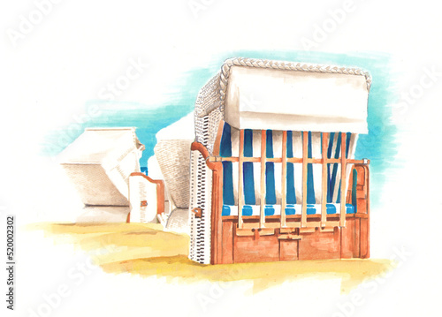 gemaltes Bild vom Strandkorb an der Ostsee