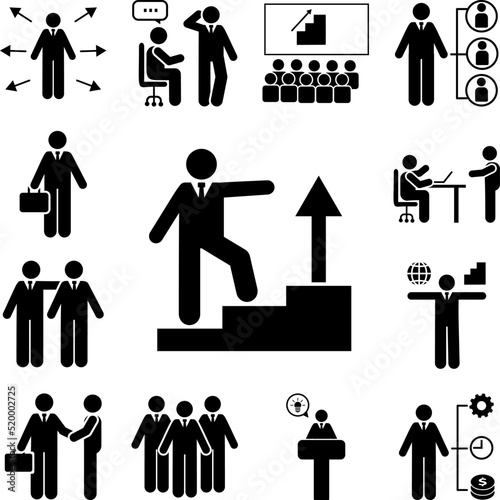 Race, business, jobless icon in a collection with other items