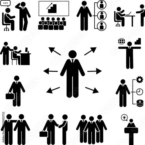 Businessman, universal icon in a collection with other items