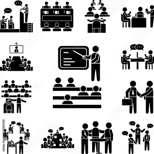 Blackboard trainer chairs icon in a collection with other items