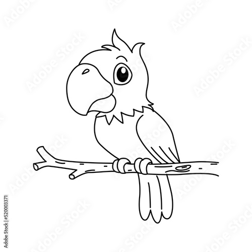 Cute parrot cartoon coloring page illustration vector. For kids coloring book.