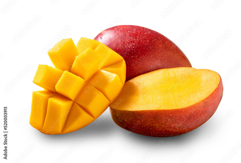 Beautiful delicious mango isolated on white table background.
