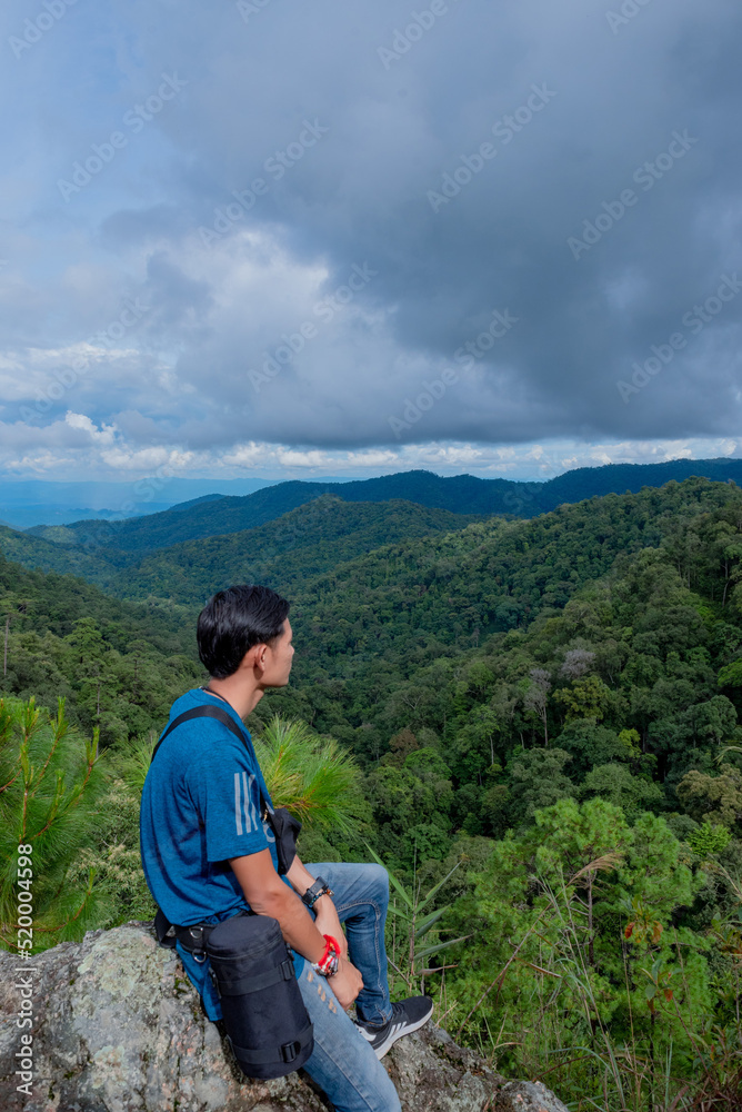 Naklejka premium hiker in the mountains