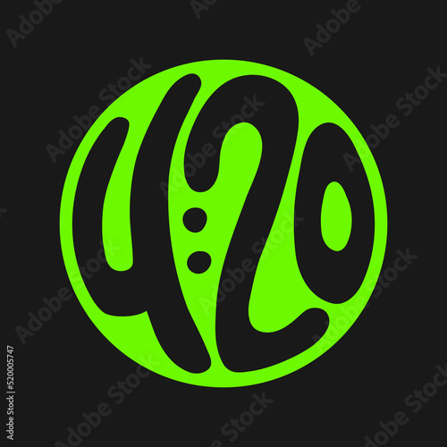 420 circle quote,text logo. Vector hand drawn lettering cartoon illustration. 420 text print for t-shirt,poster,card,logo,sticker concept