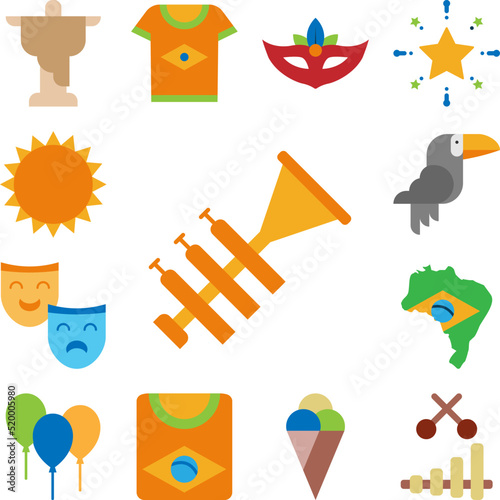 trumpet color icon in a collection with other items