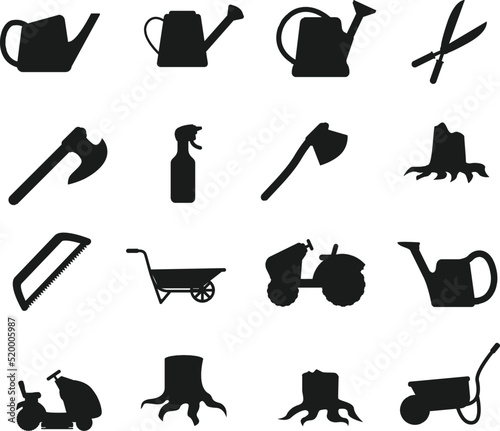  Collection of Garden icons isolated Vectors Silhouettes