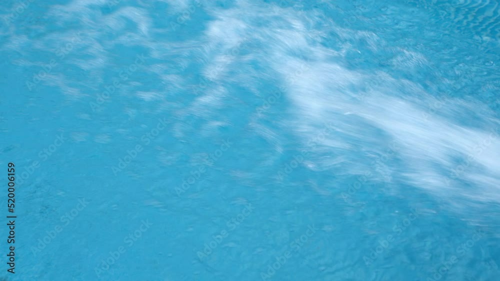 Working of underwater discharge nozzle filtration system. Transparent water movement from