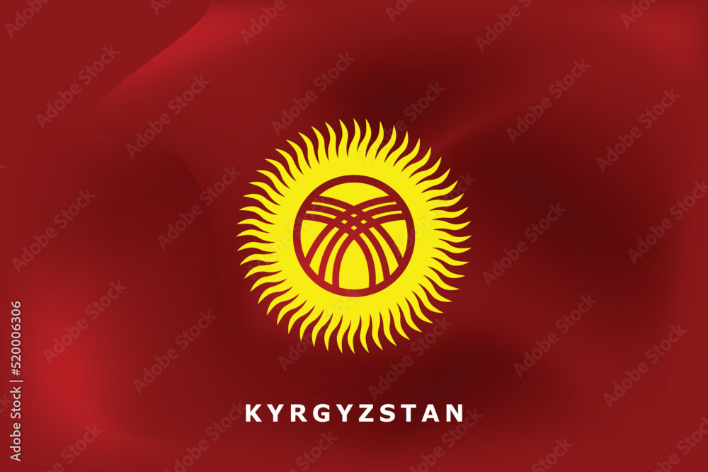 Fototapeta premium National flag of Kyrgyzstan. Realistic pictures flag