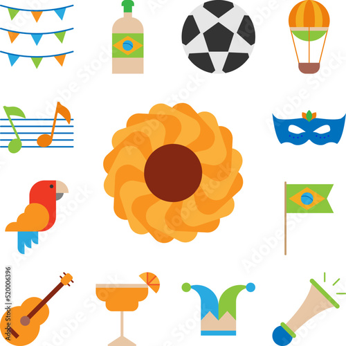 flower color icon in a collection with other items