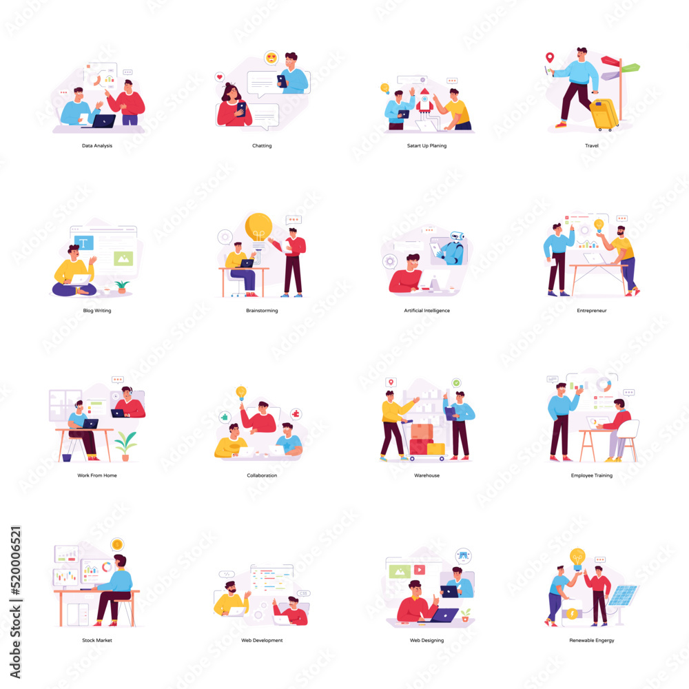 Bundle of Teamwork Flat Illustrations 

