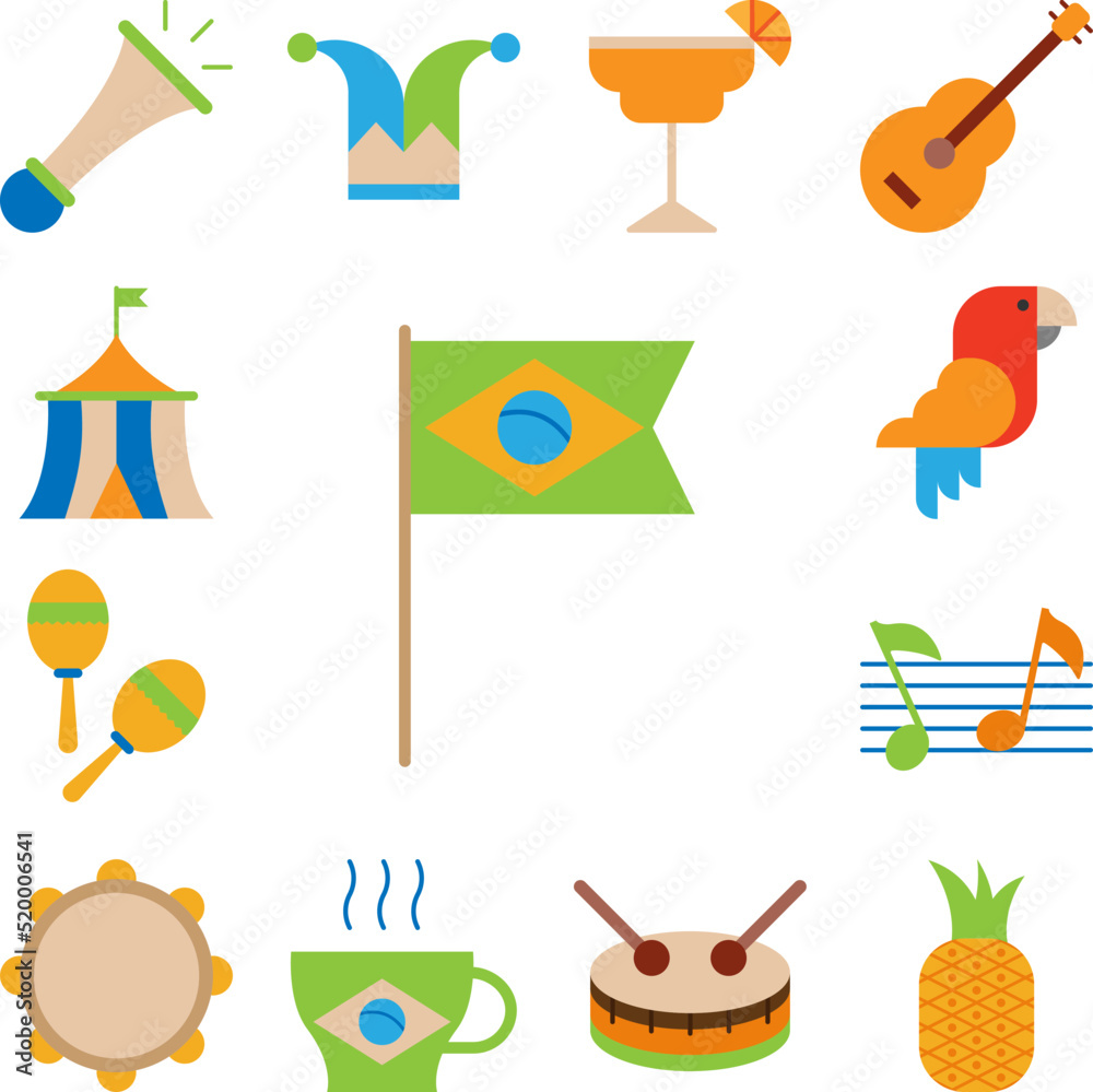 brazil flag color icon in a collection with other items