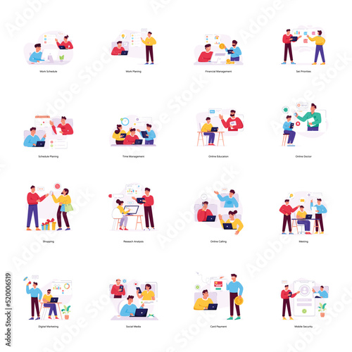 Pack of Project Management Flat Illustrations