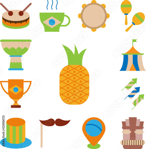 pineapple color icon in a collection with other items